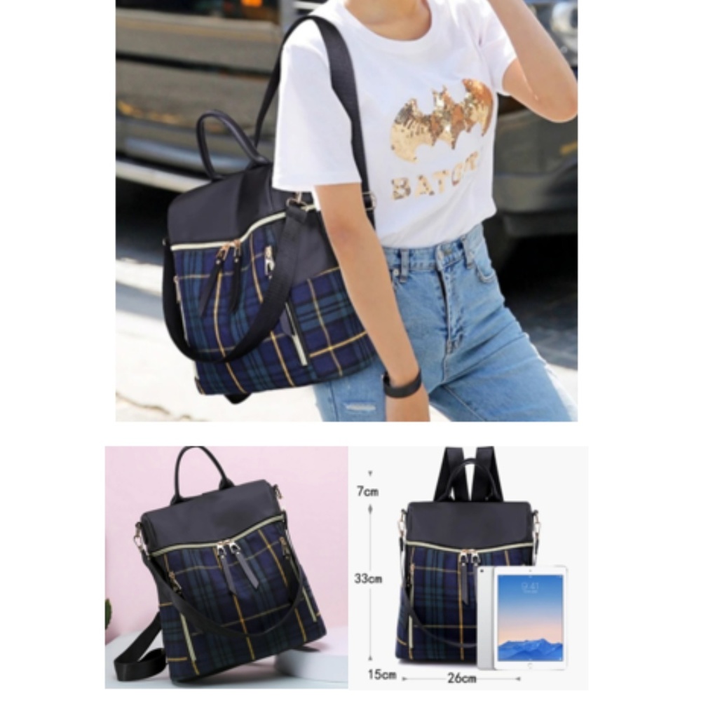 ✨SALE Last one✨ SOFIA Canvas Backpack, PLAID - Picture 3 of 8